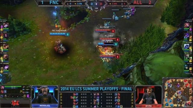 Rekkles being a little reckless and face-checking the lane bush. R.I.P.