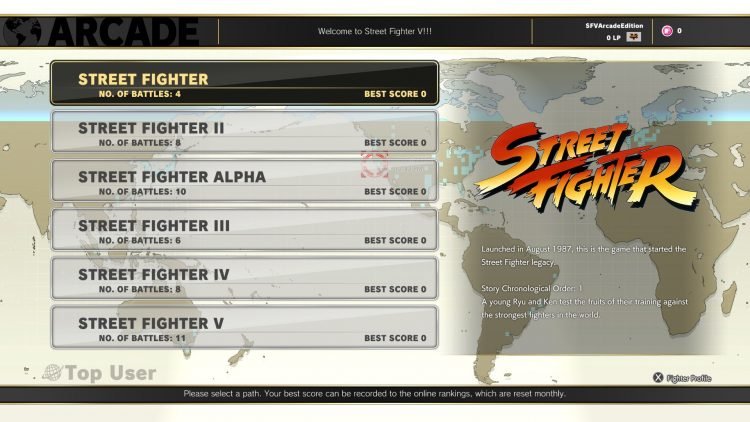 Street Fighter V: Arcade Edition User Interface