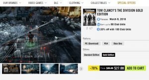 The Division Gold Edition Sale