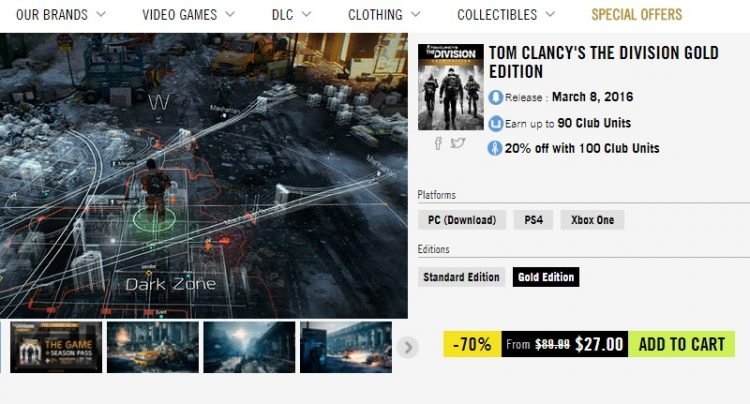 The Division Gold For Pc Is On Sale For 27