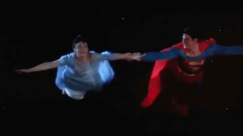 lois and superman flying