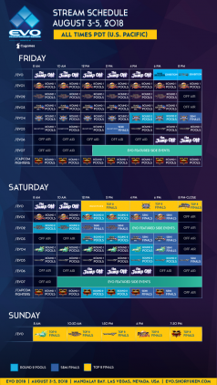 EVO 2018 streaming schedule