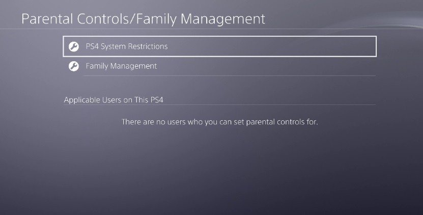 parental controls on playstation 4