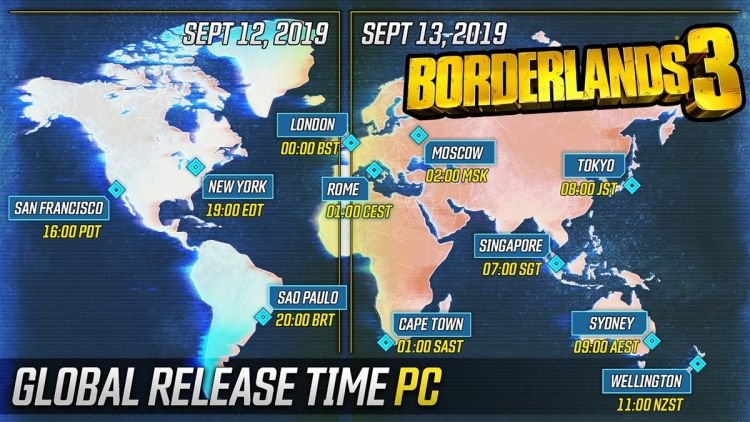 Borderlands 3 global release schedule.