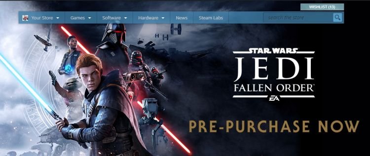Star Wars Jedi Fallen Order pre-order on steam