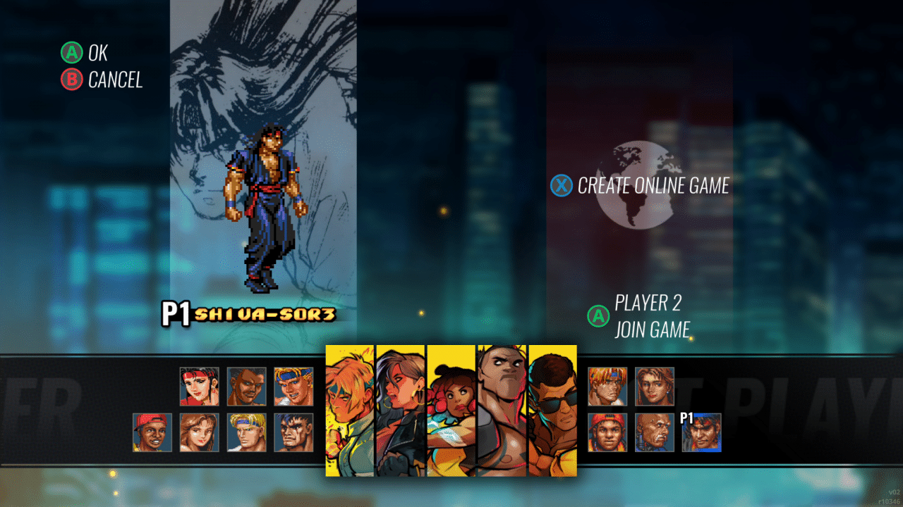 Streets of Rage 4 Character Select Screen