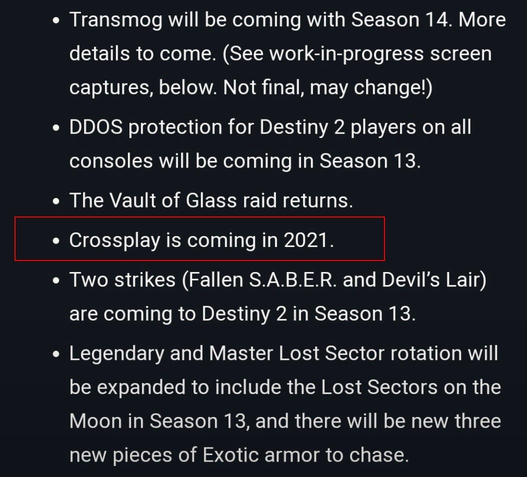 Destiny 2 Crossplay is coming