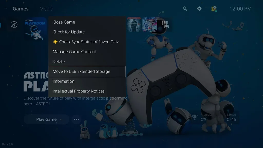 PS5 games to USB storage