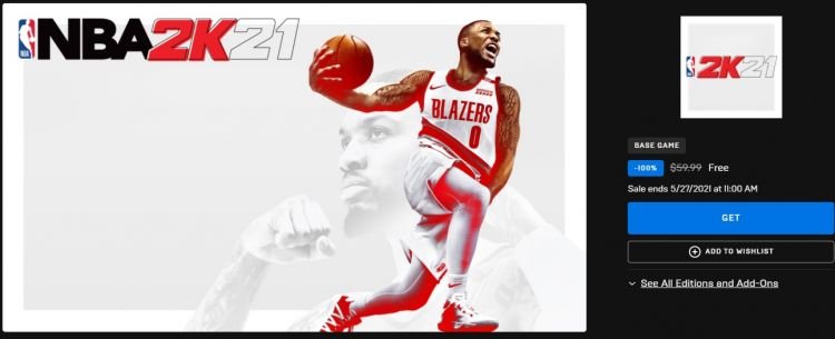 NBA2K1 Free Epic Games Store