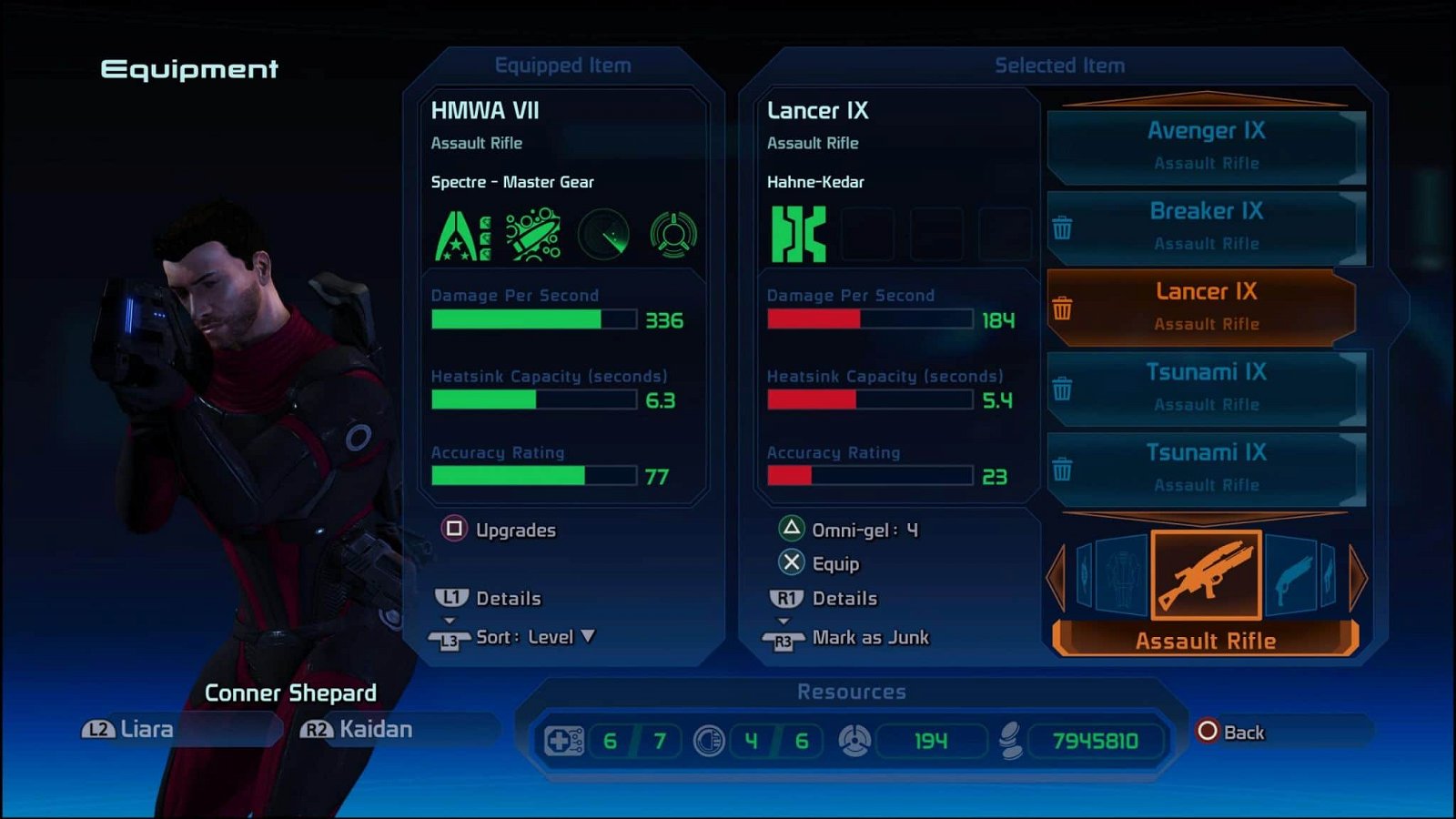 Mass Effect Inventory Screen