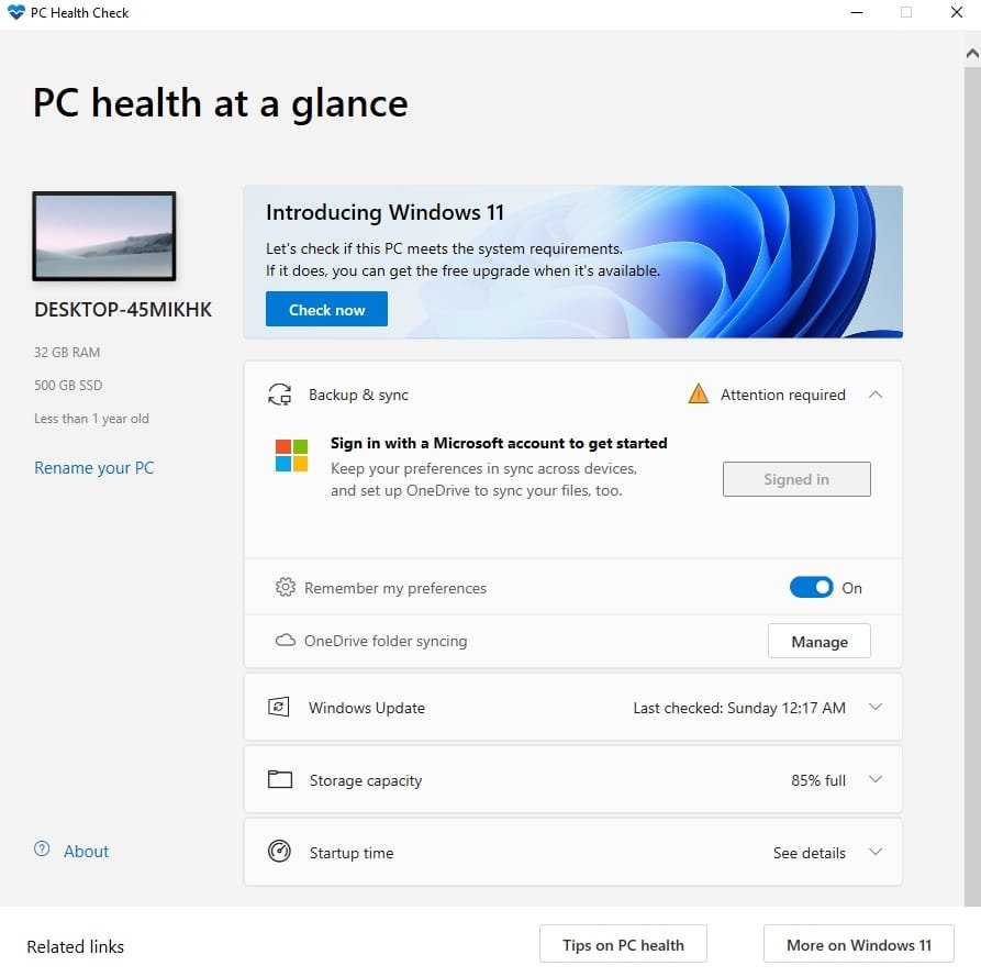 Microsoft-Windows11-PChealthcheckapp