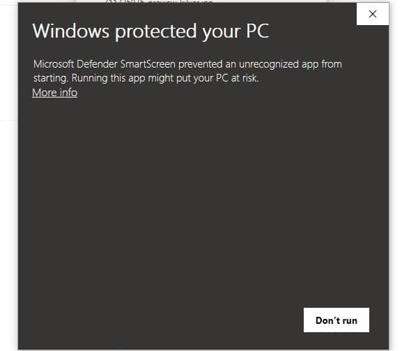 windows protected your pc windows 10