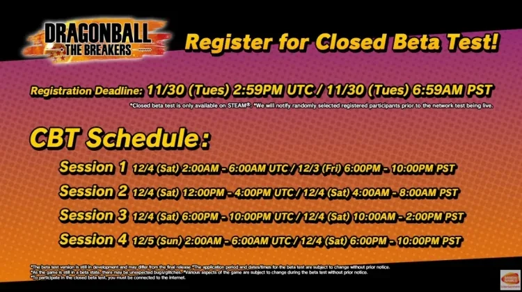 Dragon Ball The Breakers closed beta times