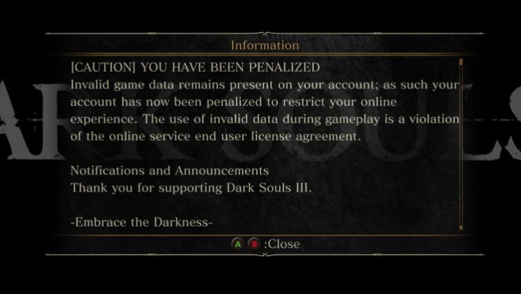 You have been penalized dark souls 3 что делать