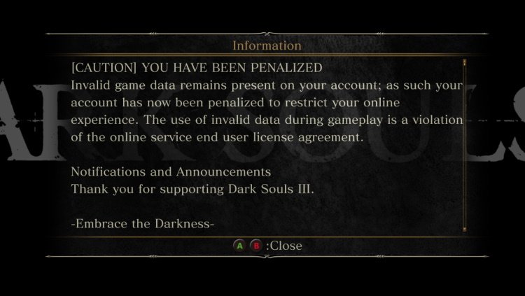 Dark Souls 3 - Vous avez été pénalisé