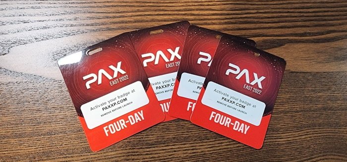 IMAGE: PAX EAST 2022 BADGES | KEITH D. MITCHELL | THE OUTERHAVEN PRODUCTIONS