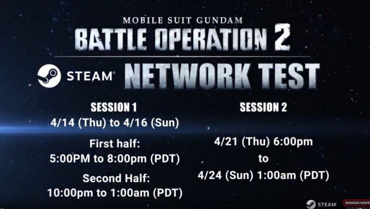 Mobile Suit Gundam Battle Operation 2 Test Times