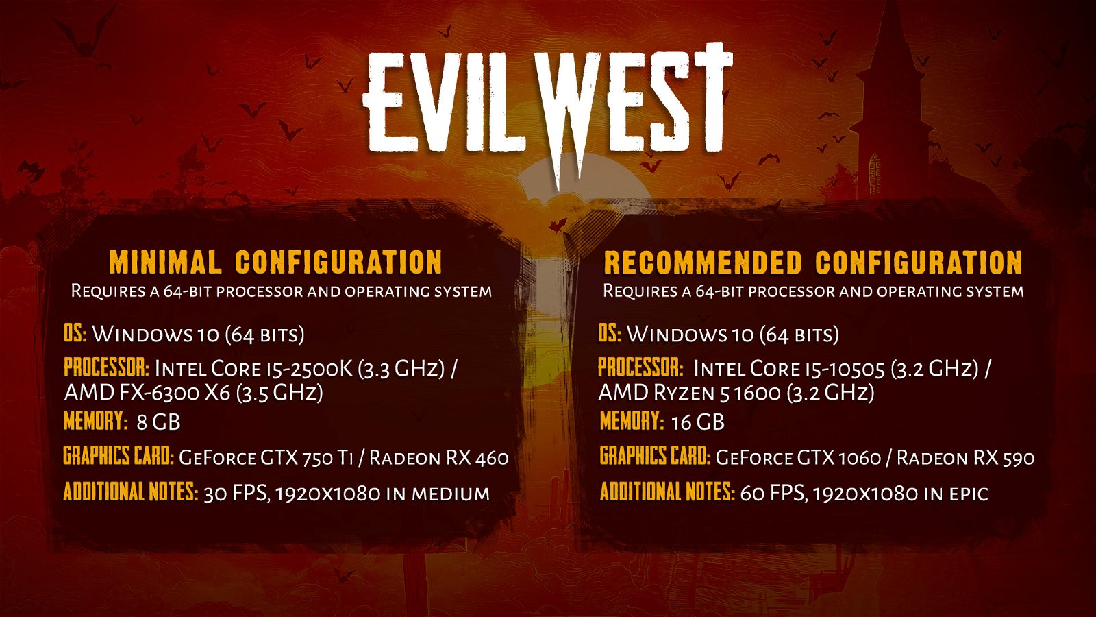 Evil West PC requirements