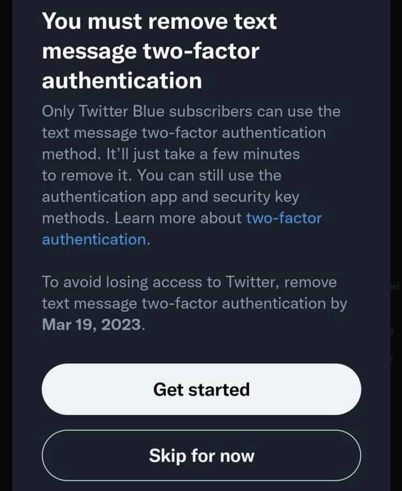 Twitter - 2FA Removal