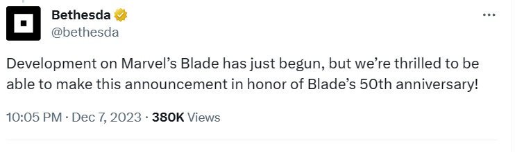 Marvel's Blade development just started