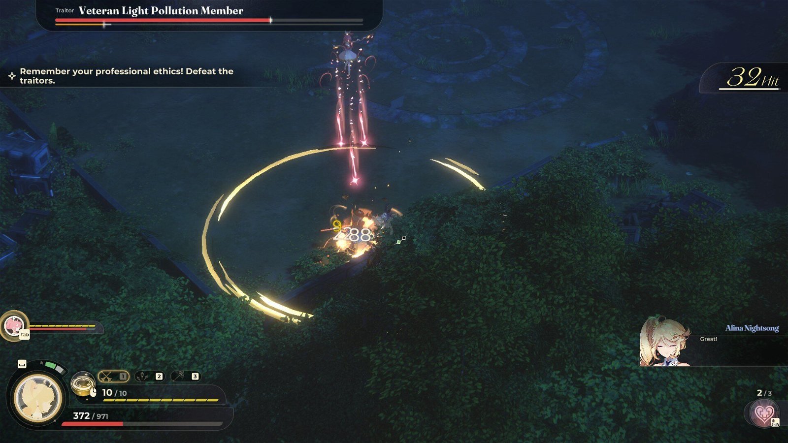 Noctuary early battle screenshot gameplay