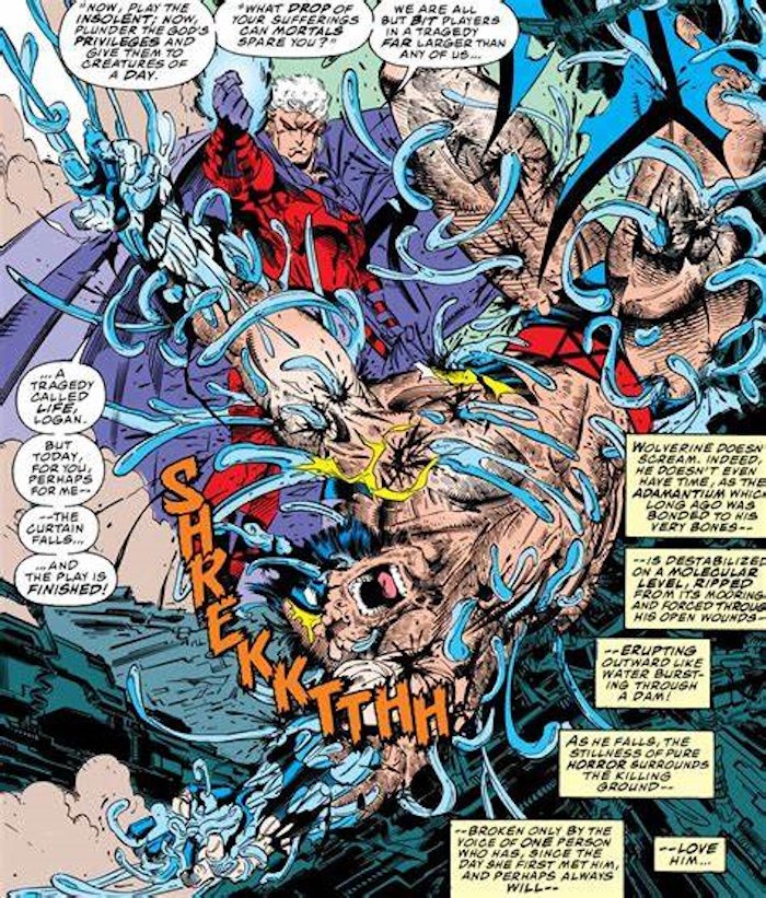 X-Men 1993 Fatal Attractions - Magneto arrache l'adamantium de Wolverine