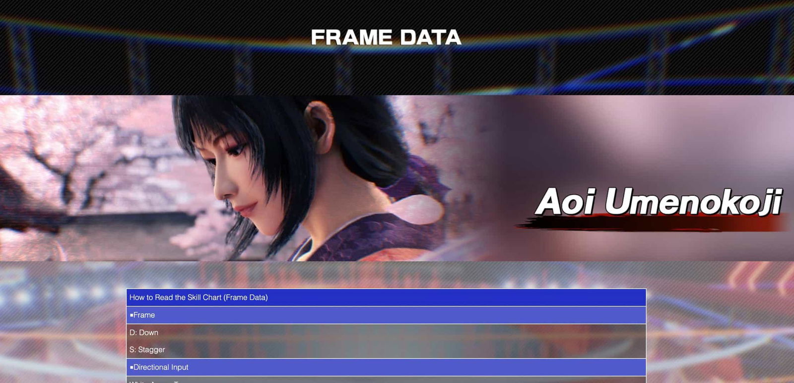 virtua fighter frame data