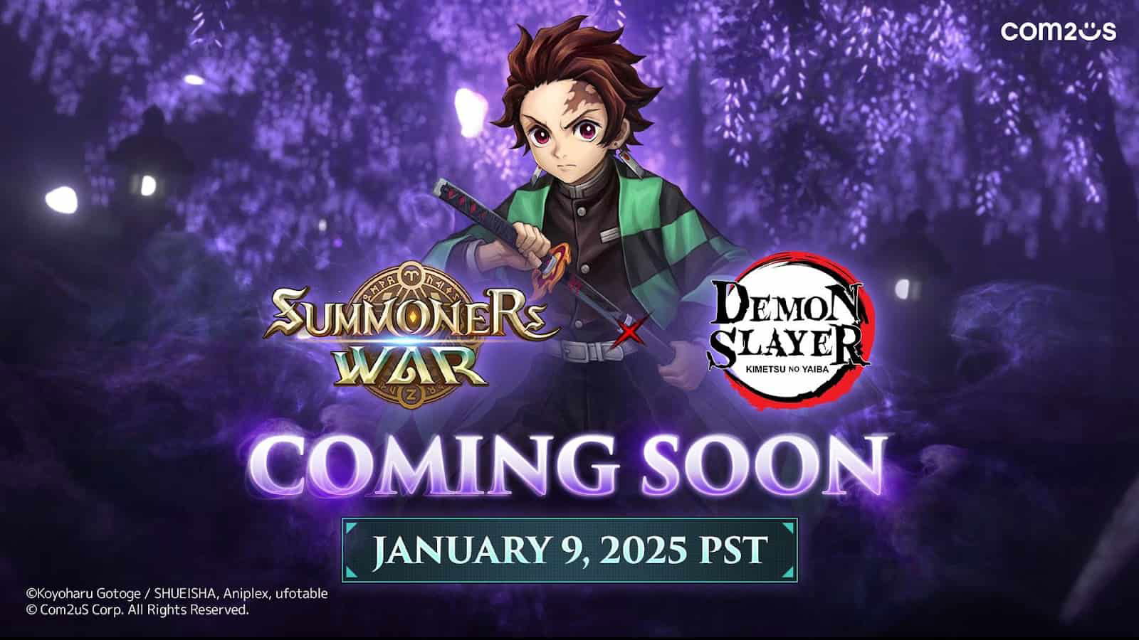 Main image for the collaboration between Summoners War and Demon Slayer