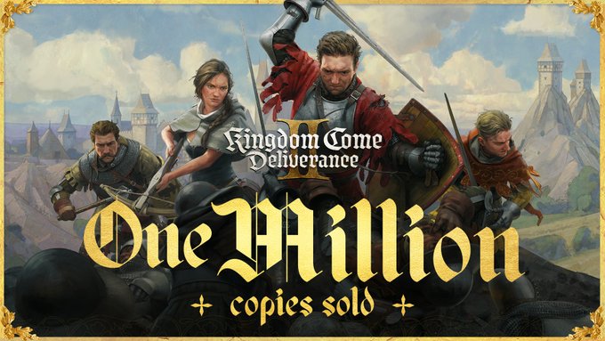 The keyart of Kingdom Come: Deliverance II with the words "One million copies sold" over it